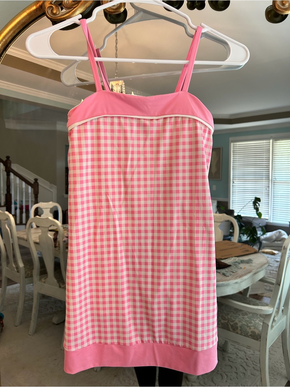 All in Motion Girls Pink Gingham Athletic Dress Built-In Shorts Size M 8